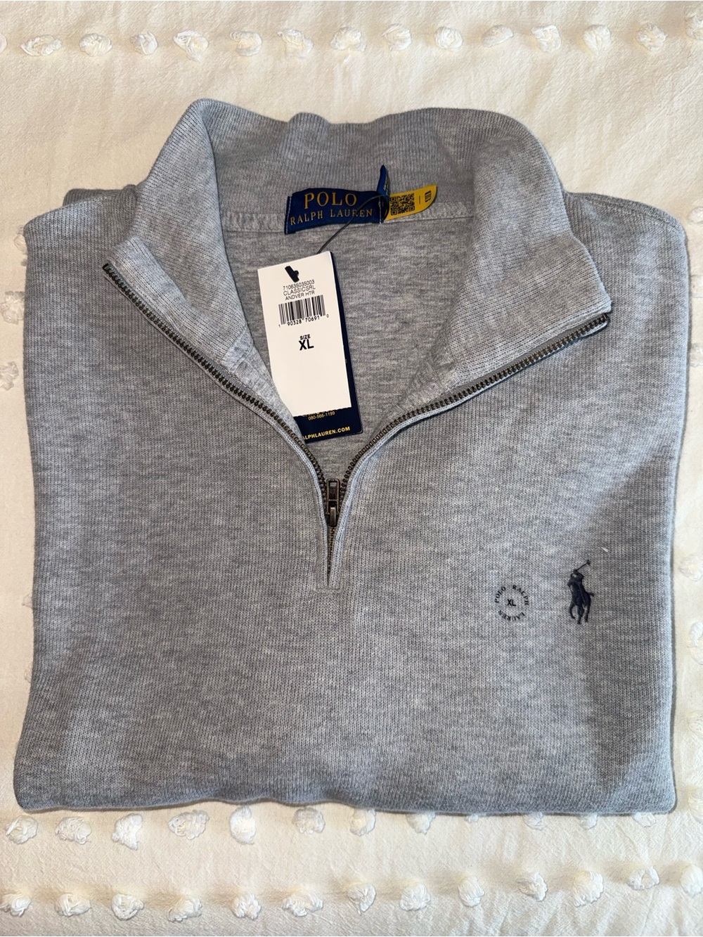 Ralph Lauren Gray Quarter-Zip Polo Sweater